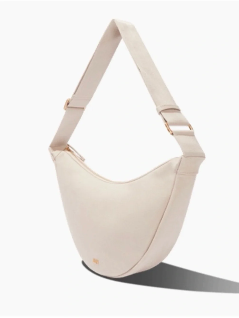 JULY Everyday Crescent Dumpling Bag Minimalist Canvas Sling Crossbody Beige